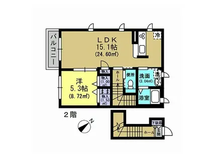 ソーニョ(1LDK/2階)の間取り写真