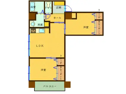 森塚第15マンション(2LDK/9階)の間取り写真