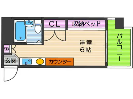 大国町池田マンション(ワンルーム/6階)の間取り写真