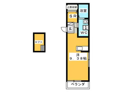 ハピネスハイム(ワンルーム/2階)の間取り写真