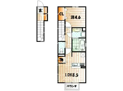 エスペランサ小倉北(1LDK/2階)の間取り写真