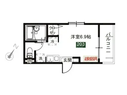 メルディア生麦4丁目II(ワンルーム/2階)の間取り写真
