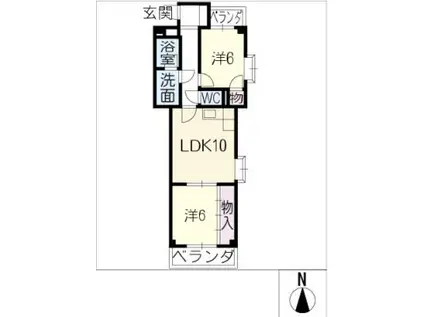 ピアネーズ東町(2LDK/6階)の間取り写真