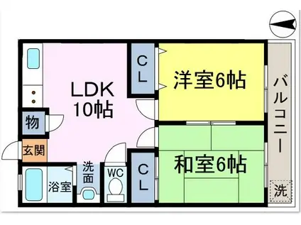 シャトレートミーII(2LDK/2階)の間取り写真