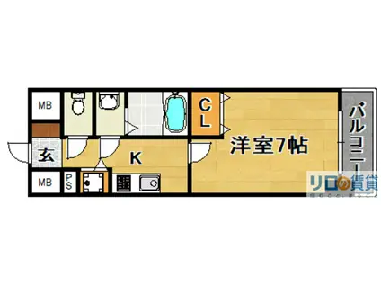 シャルマンパレ淡路(1K/8階)の間取り写真