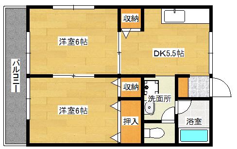 田中アパート(2DK/1階)の間取り写真