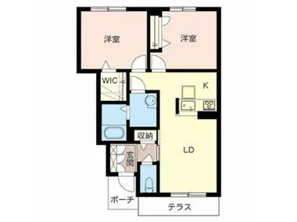 シャルマン笠山 B棟(2LDK/1階)の間取り写真