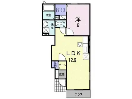 リヴェール・ヴィラ(1LDK/1階)の間取り写真