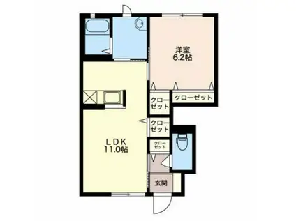 ティザンヌ(1LDK/1階)の間取り写真