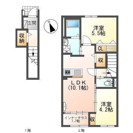 SPAZIO FUKUOKA スパッツィオ フクオカ(2LDK/2階)の間取り写真