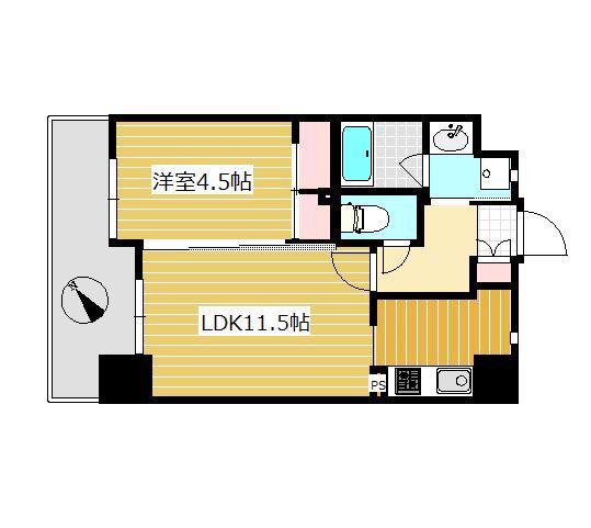 ラ・フルール博多駅南(1LDK/9階)の間取り写真
