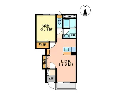 プラソン(1LDK/1階)の間取り写真