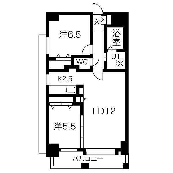 ラディア近代美術館前(2LDK/6階)の間取り写真