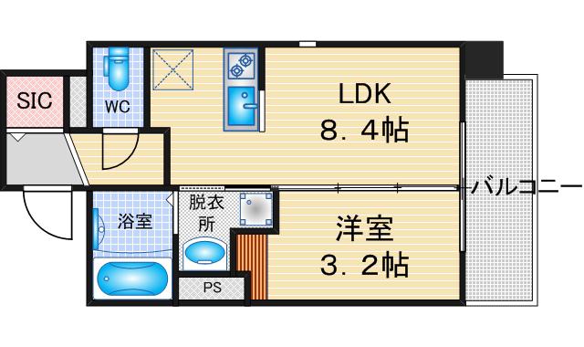 デュオフラッツ今池フレナ(1LDK/8階)の間取り写真