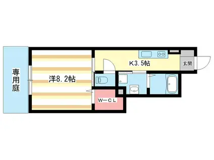 ルンルアン高畑(1K/1階)の間取り写真