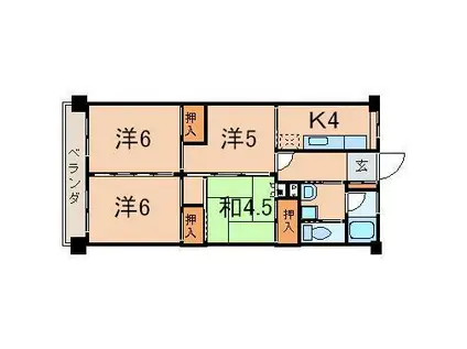 大橋マンション(4K/5階)の間取り写真