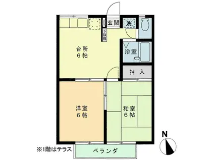 エステートピアII(2DK/1階)の間取り写真