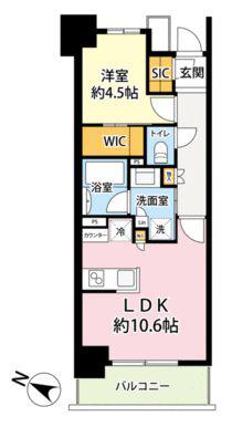 パークリュクス日本橋(1LDK/7階)の間取り写真