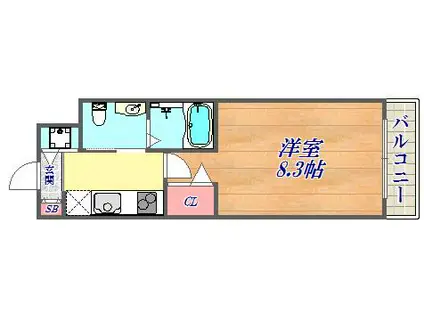 セレニテ神戸元町(1K/13階)の間取り写真