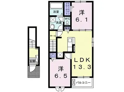 カーサ・トランキーロIII(2LDK/2階)の間取り写真