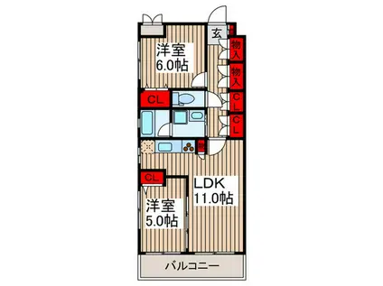ＪＲ京浜東北線 浦和駅 徒歩13分 3階建 築19年(2LDK/2階)の間取り写真
