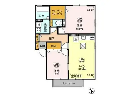 ROYAL WING(2LDK/1階)の間取り写真