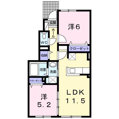 ジャドール(2LDK/1階)の間取り写真