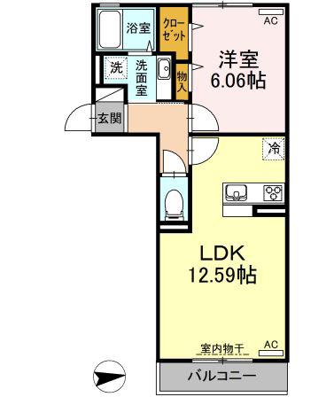 アトラクトコート(1LDK/2階)の間取り写真