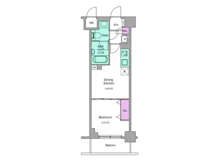 クレヴィアリグゼ西巣鴨(1DK/4階)の間取り写真