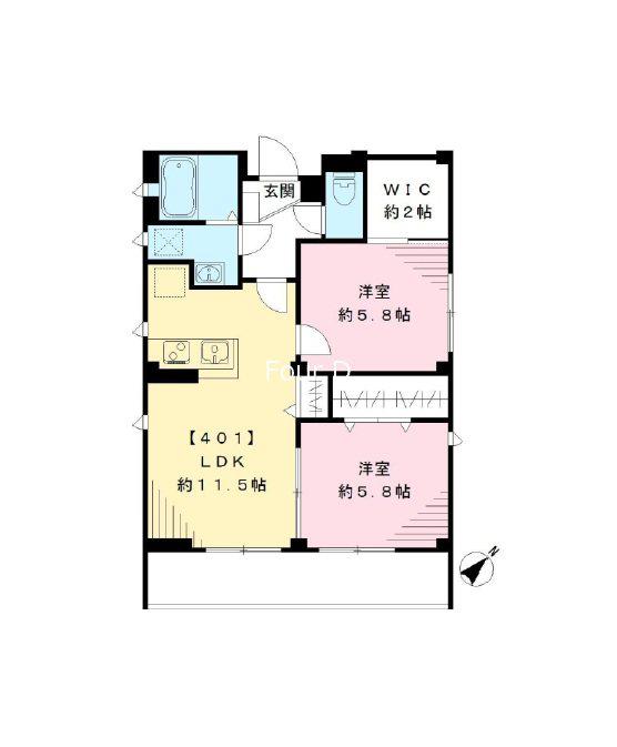 マール・エスペランサ(1LDK/4階)の間取り写真