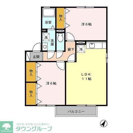 ウールクロッシェB(2LDK/1階)の間取り写真