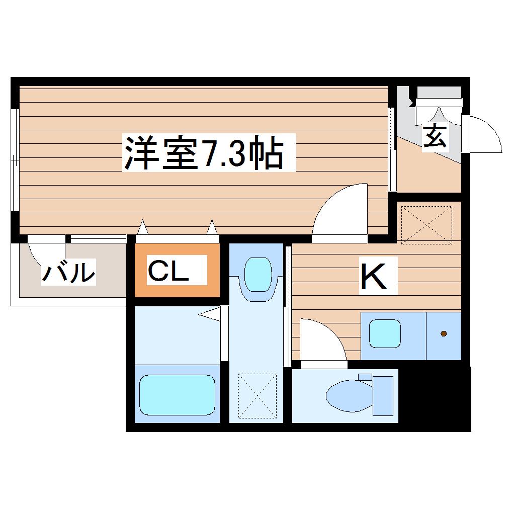 EXGRANDE長町1丁目(1K/1階)の間取り写真
