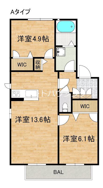 二色の浜グリーンヴィレッジ(2LDK/2階)の間取り写真