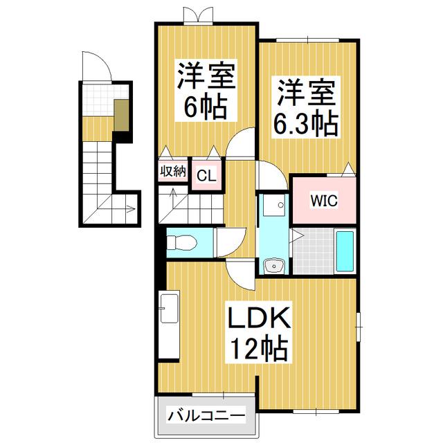 メゾンDEアンジュA(2LDK/2階)の間取り写真