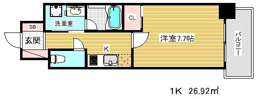 ピアグレース神戸(1K/12階)の間取り写真