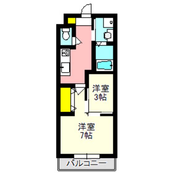 マンション中居II(1SK/1階)の間取り写真
