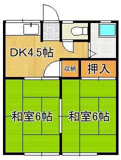小島ハイツ(2DK/2階)の間取り写真