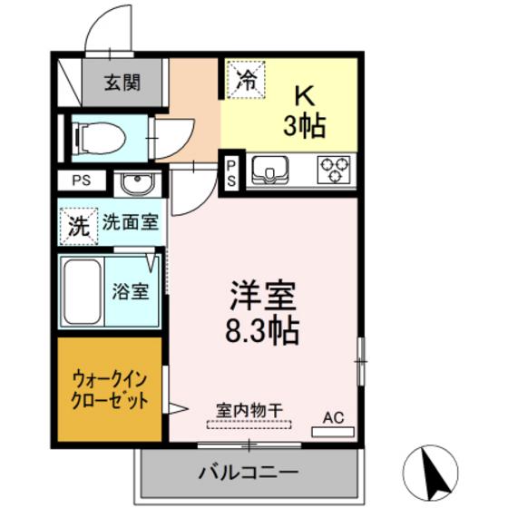 ロワジール(1K/2階)の間取り写真
