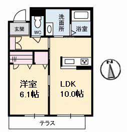 グランべレオ三吉 A(1LDK/1階)の間取り写真