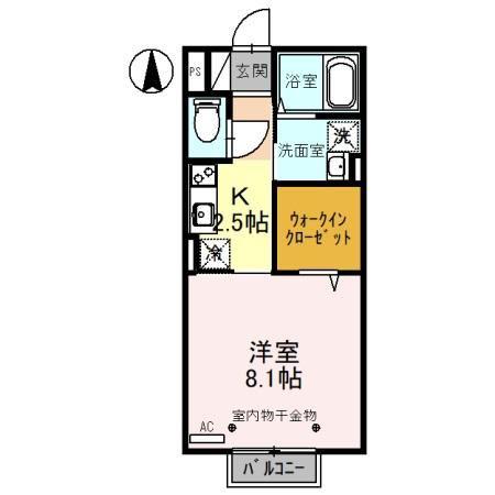 ルノン B棟(1K/2階)の間取り写真