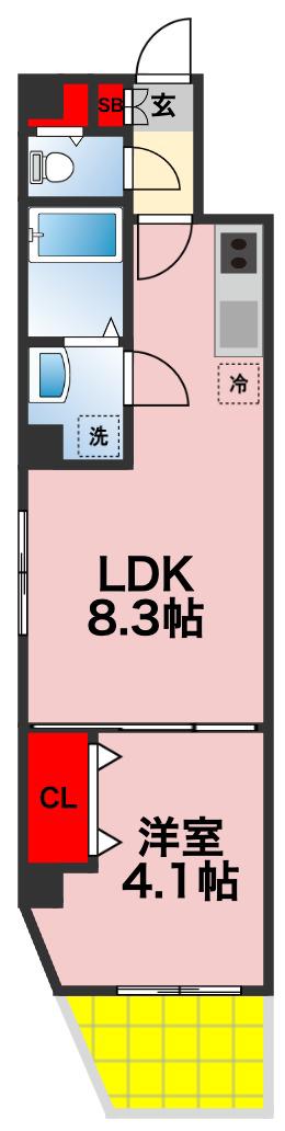 TOASTINA新宿(1LDK/3階)の間取り写真