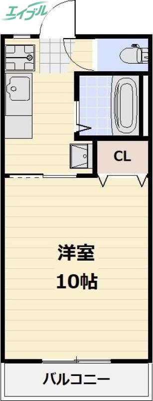 アジュール下中野(1K/4階)の間取り写真