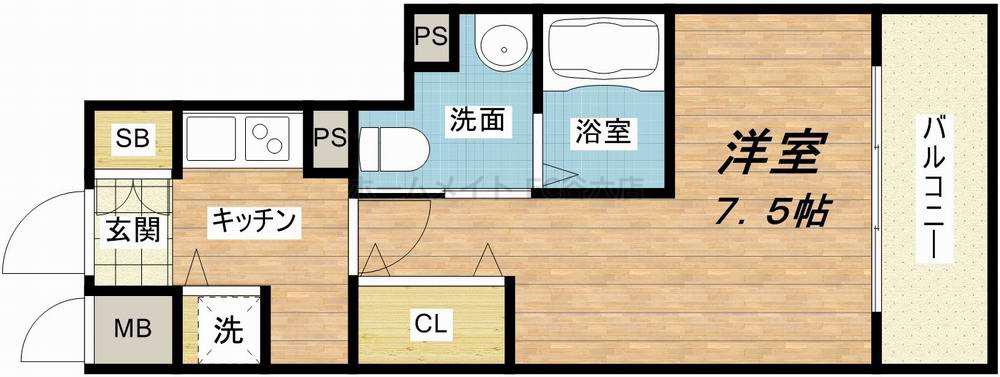 グランルージュ中之島南(1K/2階)の間取り写真