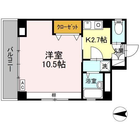クリスタルビル(1K/8階)の間取り写真