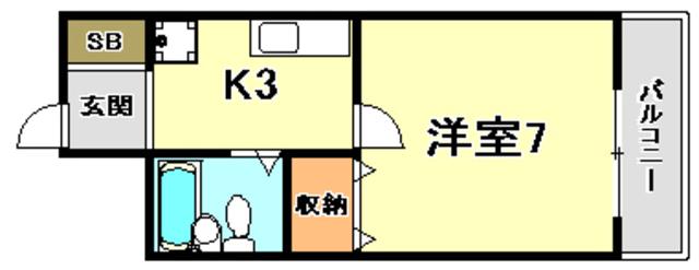 ハイライフ須佐野(1K/3階)の間取り写真