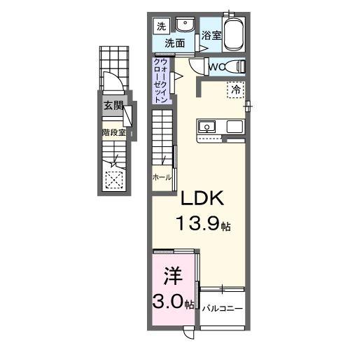 サニーコート小鹿(1LDK/2階)の間取り写真