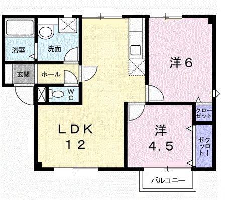 プラドール岡崎(2LDK/2階)の間取り写真