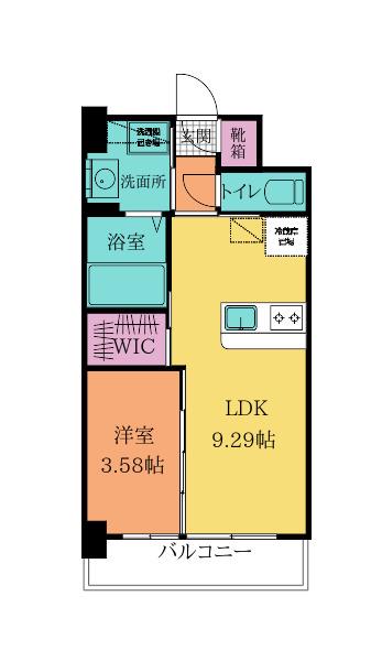 ウィングスNEXT西小倉(1LDK/2階)の間取り写真