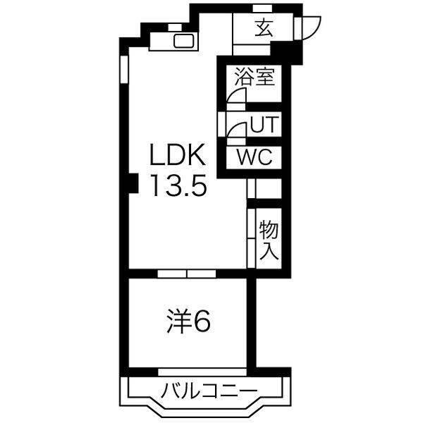 三城ハイツ(1LDK/2階)の間取り写真