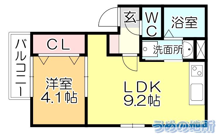 FAVOLOSO 花畑I(1LDK/1階)の間取り写真